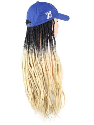 Lisinya201 Mavi Şapkalı Örgü Peruk / Siyah / Platin Ombreli