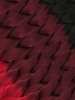 Lisinya201 Afrika Örgüsü Ve Rasta İçin Sentetik Ombreli Saç / Siyah / Koyu Kızıl / Açık Kızıl