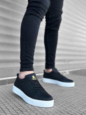 Lisinya946 Bağcıklı Siyah Cilt  Spor Klasik Erkek Ayakkabı