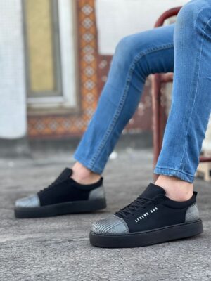 Lisinya946 Bağcıklı Siyah Ekose Süet Siyah Taban Spor Klasik Erkek Ayakkabı