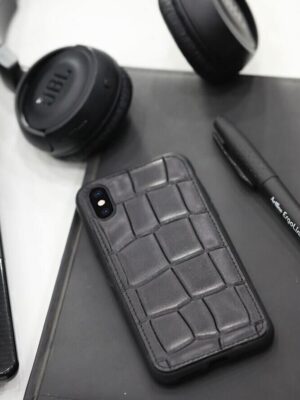 Lisinya359  Efektif Baskılı Siyah Deri iPhone X / XS Kılıfı