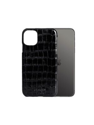 Lisinya359  Siyah Croco iPhone 11 Hakiki Deri Telefon Kılıfı