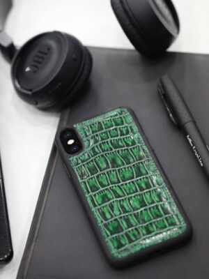 Lisinya359  Yeşil Croco Desenli Deri iPhone X / XS Kılıfı