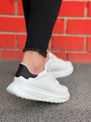 Lisinya946  Bağcıklı  Beyaz  Siyah  Günlük Erkek  Ayakkabı