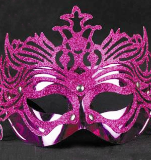 Metalik Fuşya Pembe Renk Masquerade Kelebek Simli Parti Maskesi 23x14 cm (Lisinya)