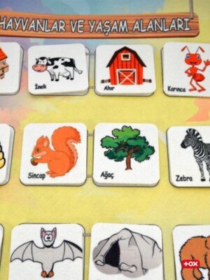 Lisinya247 Hayvanlar ve Yaşam Alanları Keçe Cırtlı Duvar Panosu , Eğitici Oyuncak