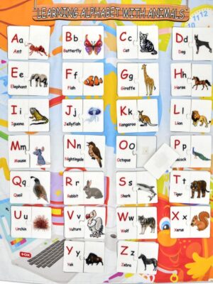 Lisinya247 İngilizce Alfabe Parça-Bütün Hayvanlar Eşleştirme Keçe Cırtlı Duvar Panosu , Eğitici Oyuncak