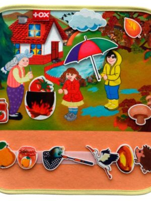 Lisinya247  ( Sonbahar ) Keçe Cırtlı Aktivite Sayfası - Çocuk Etkinlik , Eğitici Oyuncak