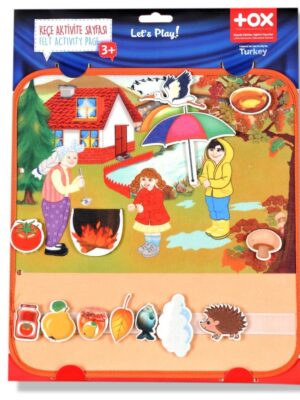 Lisinya247  ( Sonbahar ) Keçe Cırtlı Aktivite Sayfası - Çocuk Etkinlik , Eğitici Oyuncak