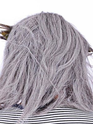 Uzun Kırçıllı Gri Sakallı Turuncu Gözlü Boynuzlu Lateks Canavar Maskesi (Lisinya)